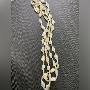 Cream Beaded-mother of pearl long  Necklace